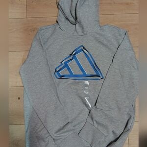 New With Tags Adidas Grey Hoodie with Blue Graphic